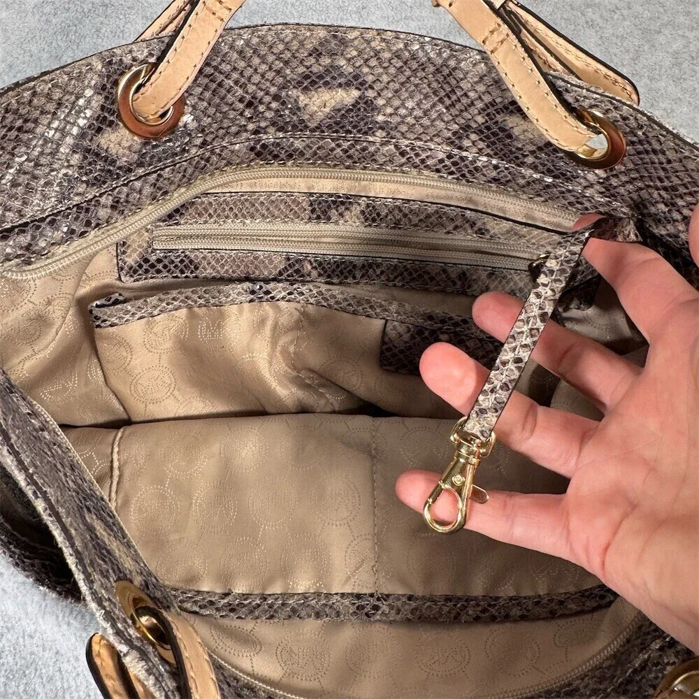 Michael Kors Jet Set Python Embossed LeatherTote Shoulder Bag